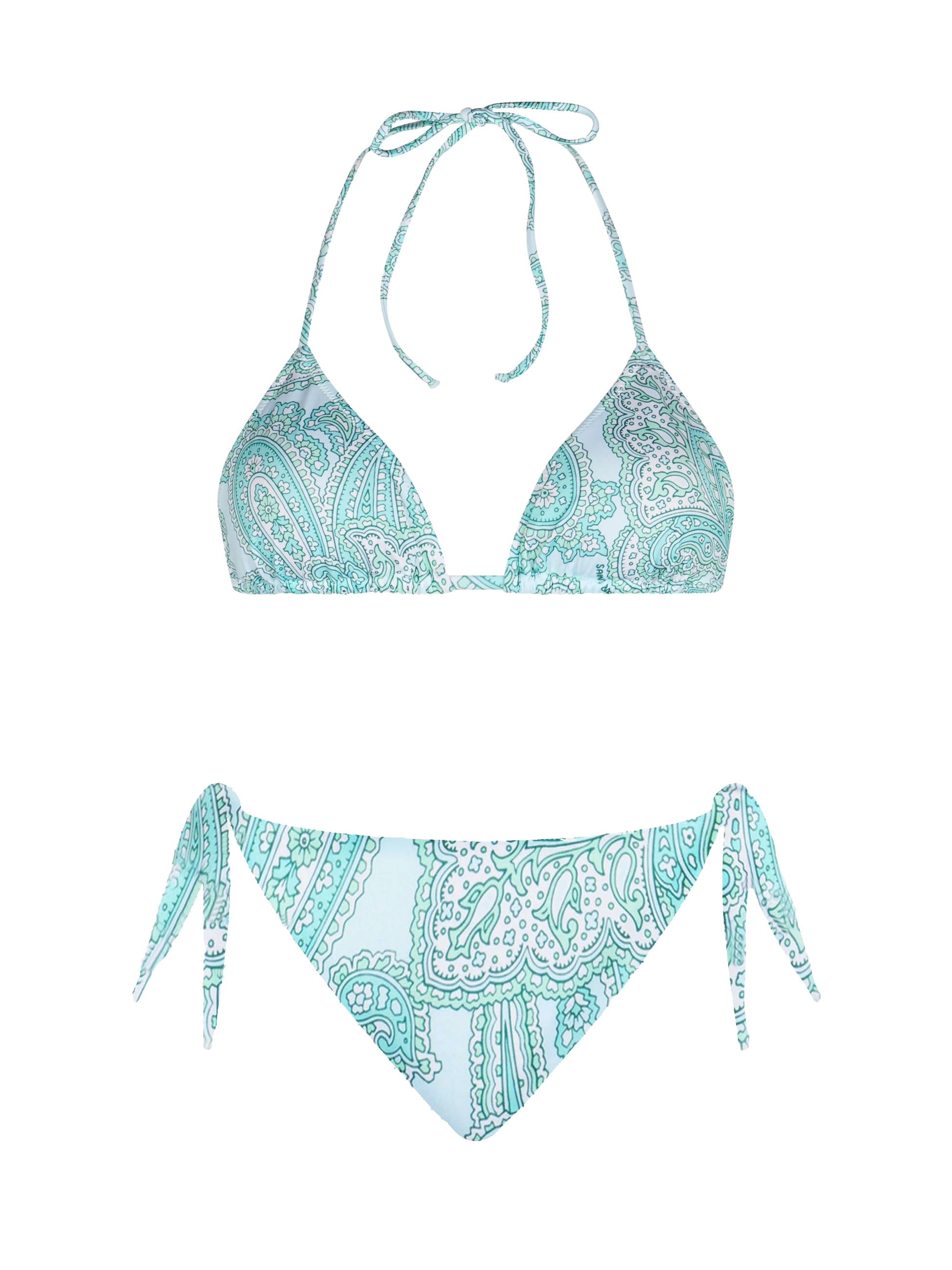 Woman water green paisley triangle bikini Leah Yali - MC2 Saint Barth