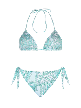 Woman water green paisley triangle bikini Leah Yali - MC2 Saint Barth