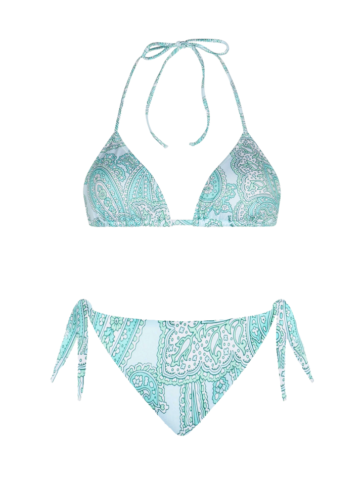 Woman water green paisley triangle bikini Leah Yali - MC2 Saint Barth