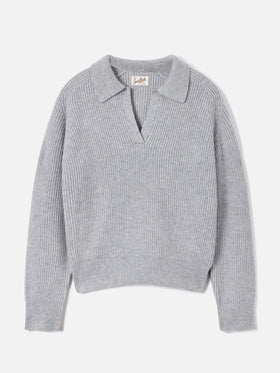 Grey Yaoni wool polo collar knit