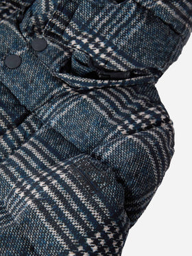 Hooded down padded jacket Young with Prince of Wales print