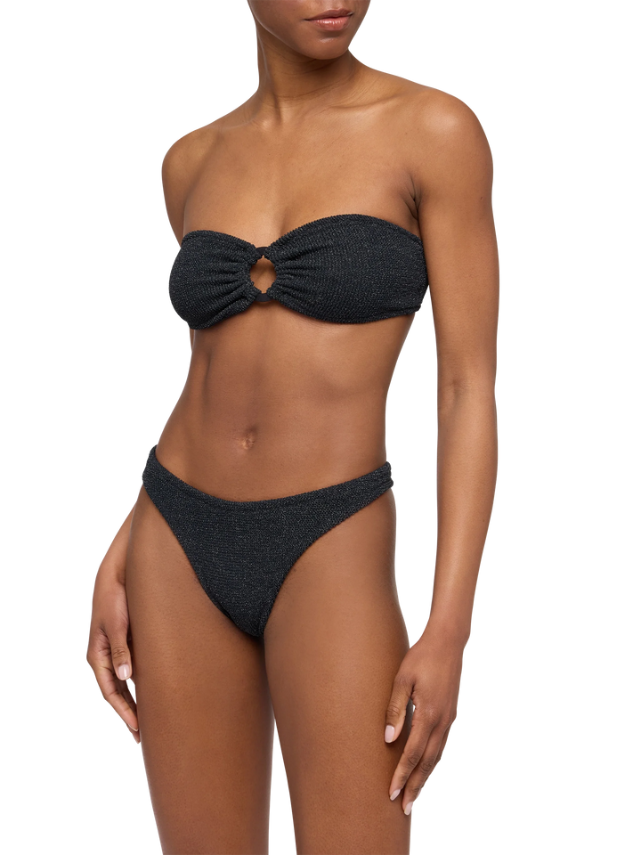 Bikini a fascia Yulia Elise in crinkle lurex nero