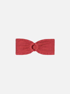 Yulia brick red crinkle bandeau top