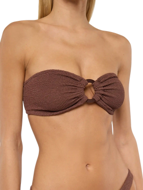 Yulia brown crinkle bandeau top - MC2 Saint Barth
