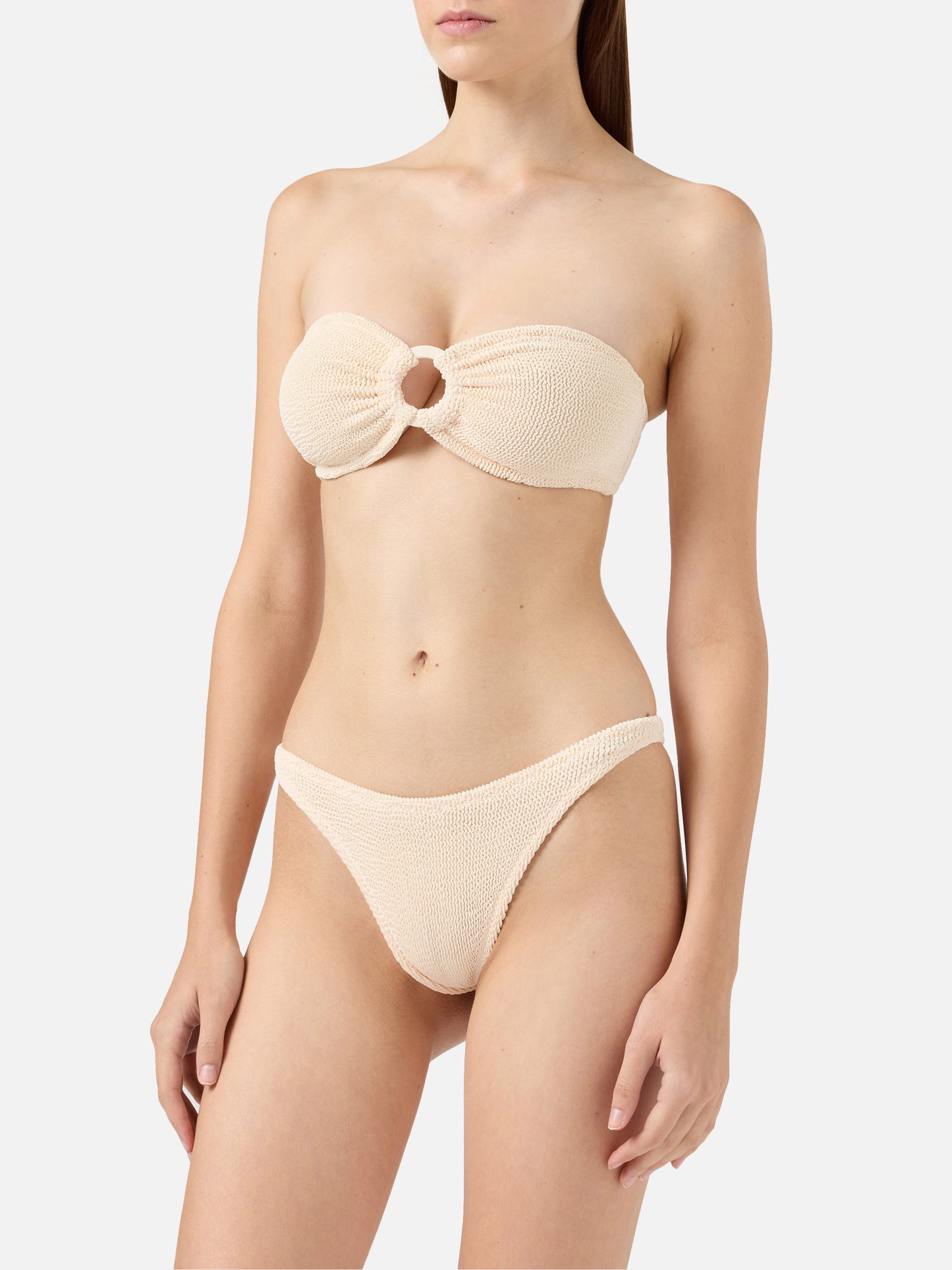 Bandeau bikini Yulia Naomi in crinkle beige