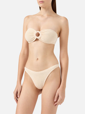 Bandeau bikini Yulia Naomi in crinkle beige