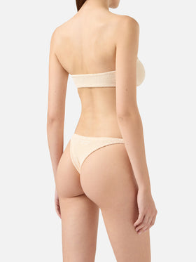 Bandeau bikini Yulia Naomi in crinkle beige