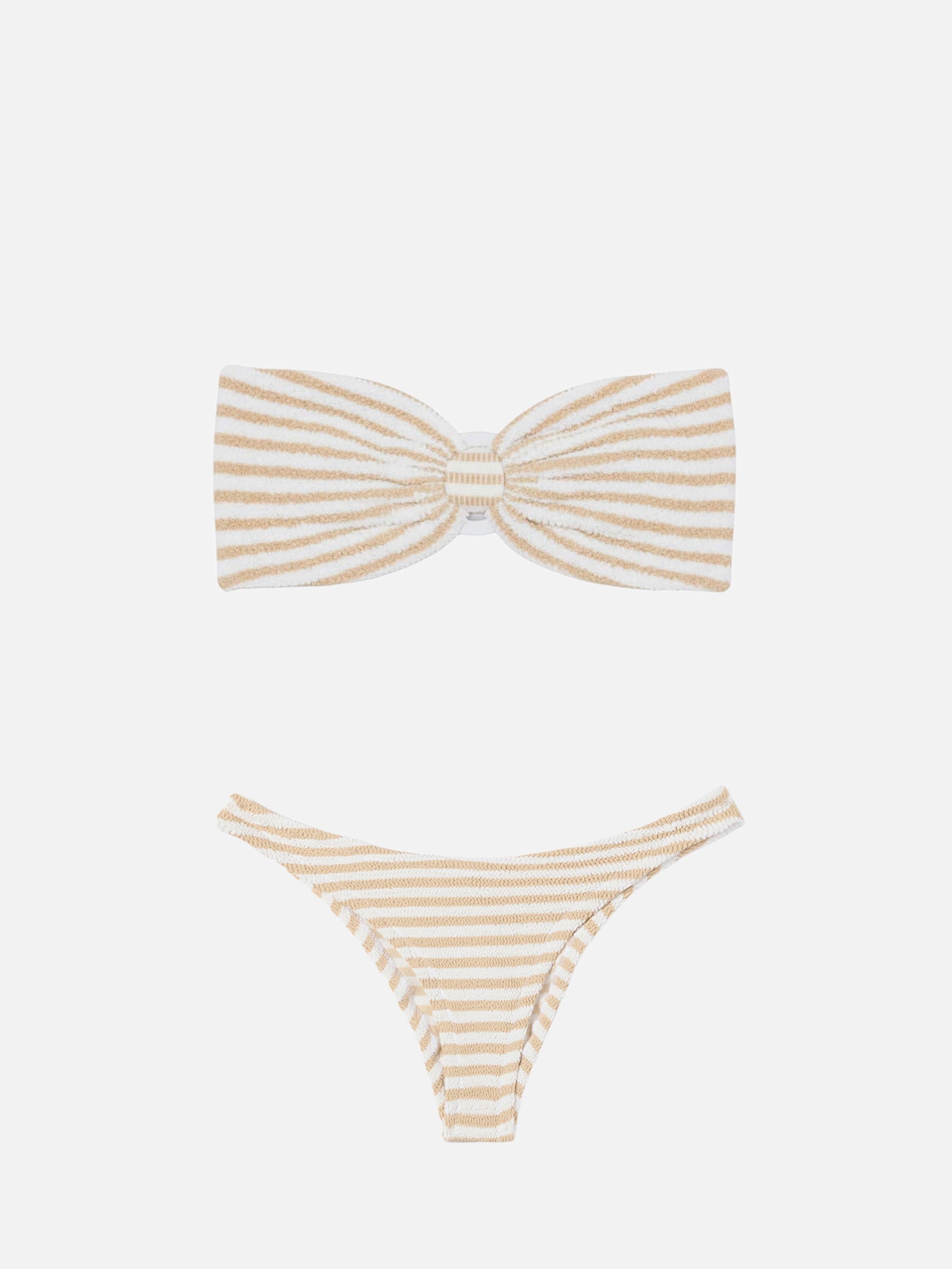 Bikini a fascia Yulia Elise in tessuto crinkle con stampa a righe