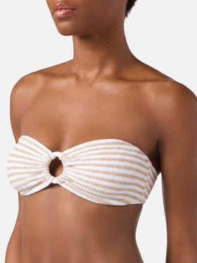 Naomi Crinkle Cheeky Badeslip mit Streifenmuster - Yulia Crinkle Bandeau Top mit Streifenmuster