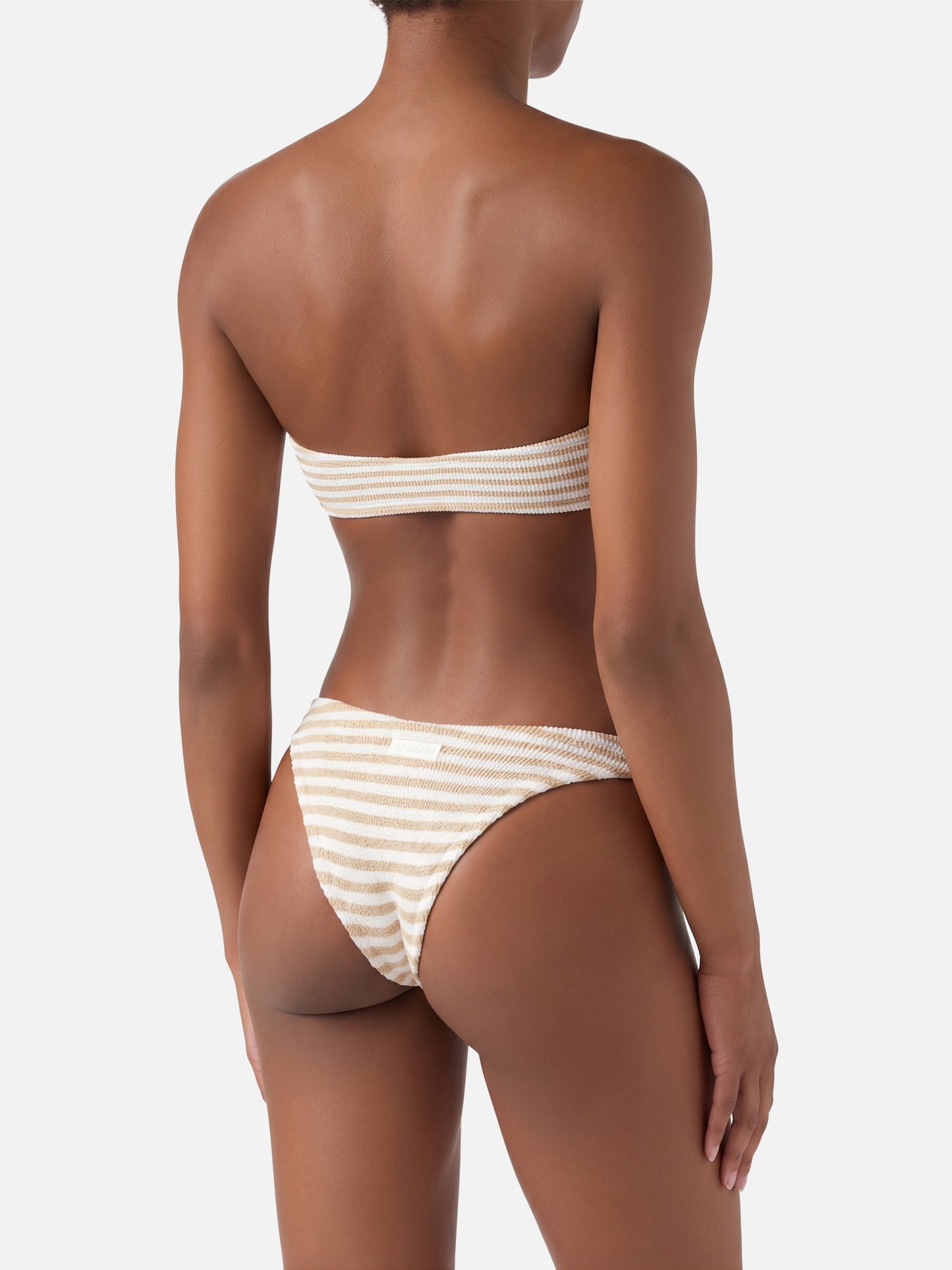 Bikini a fascia Yulia Elise in tessuto crinkle con stampa a righe