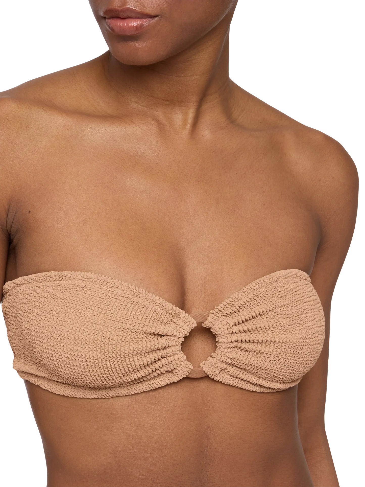 Yulia camel brown crinkle bandeau top - MC2 Saint Barth
