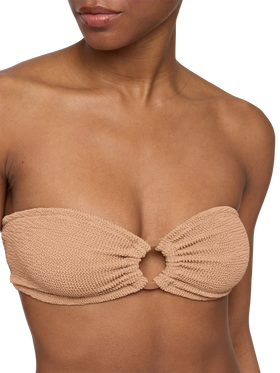 Yulia camel brown crinkle bandeau top - MC2 Saint Barth