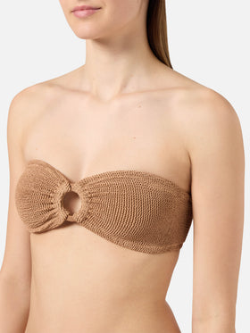 Bikini Yulia Norah in tessuto crinkle arancione tinta unita