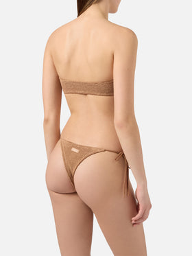 Bikini Yulia Norah in tessuto crinkle arancione tinta unita