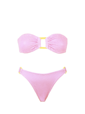 Pink crinkle bandeau bikini Yulia Evelyn