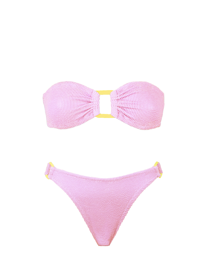Pink crinkle bandeau bikini Yulia Evelyn