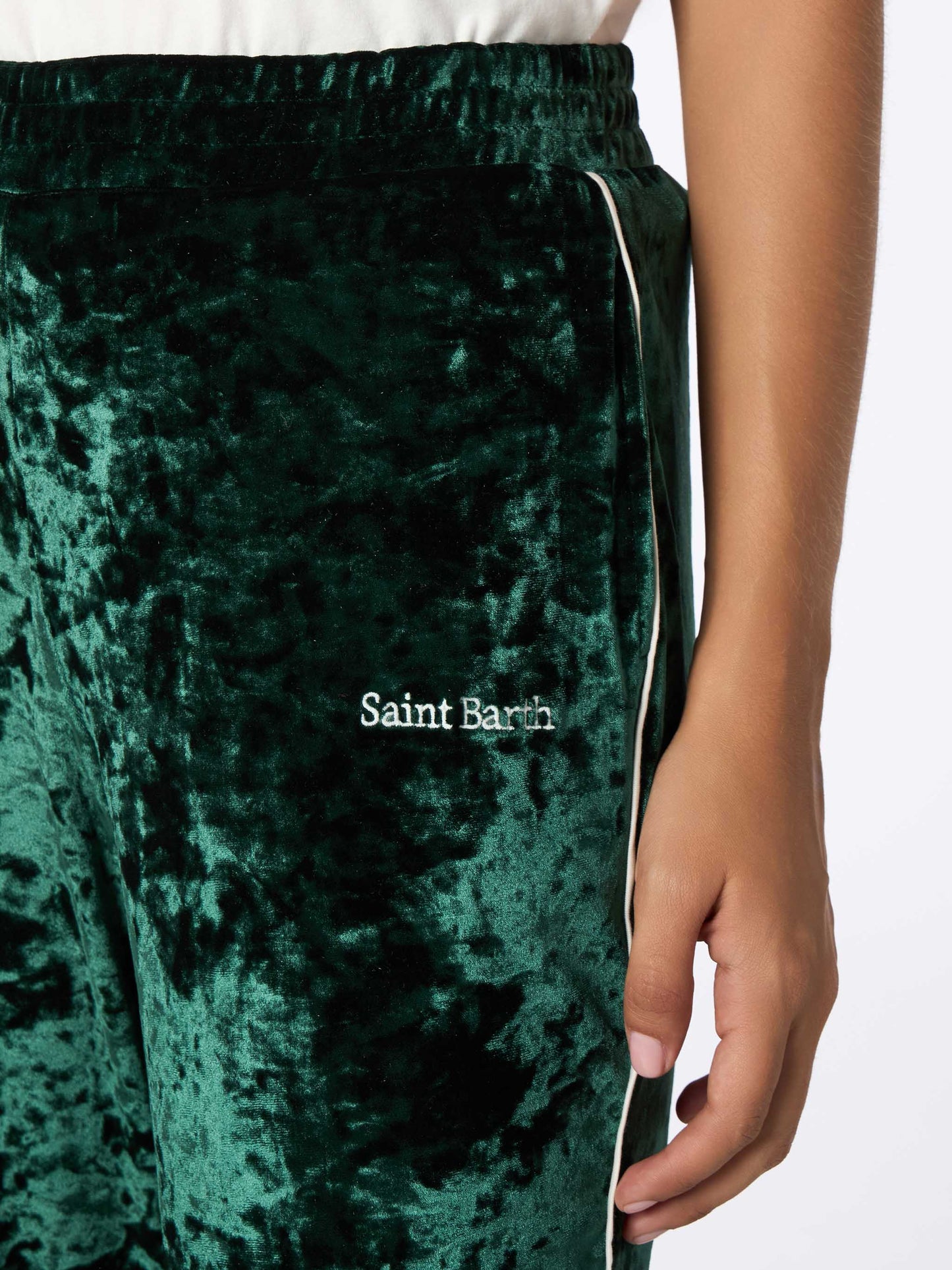 Woman green chenille jogger pants Yvonne - MC2 Saint Barth