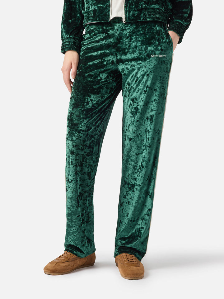 Woman green chenille jogger pants Yvonne