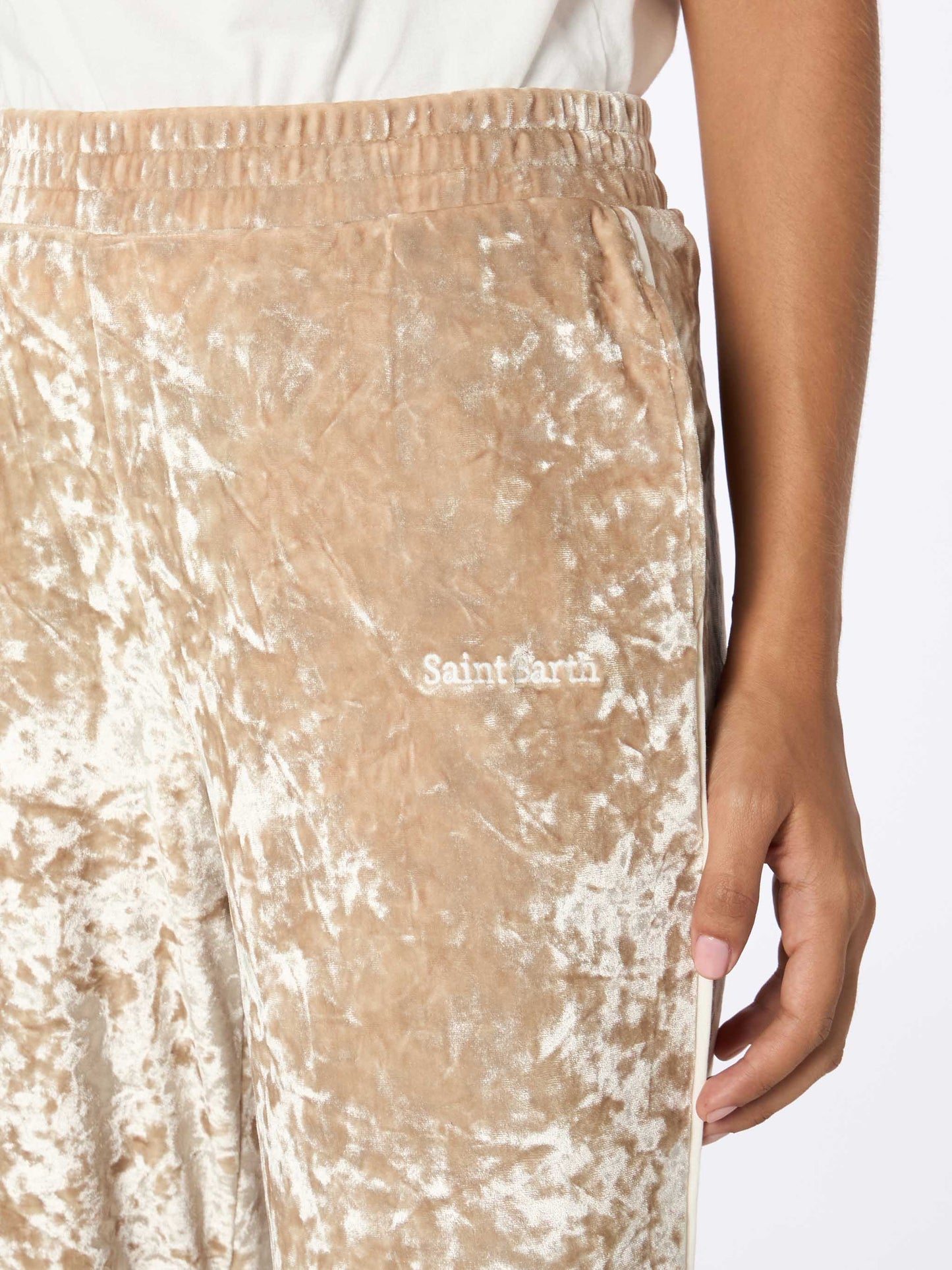 Woman beige chenille jogger pants Yvonne - MC2 Saint Barth