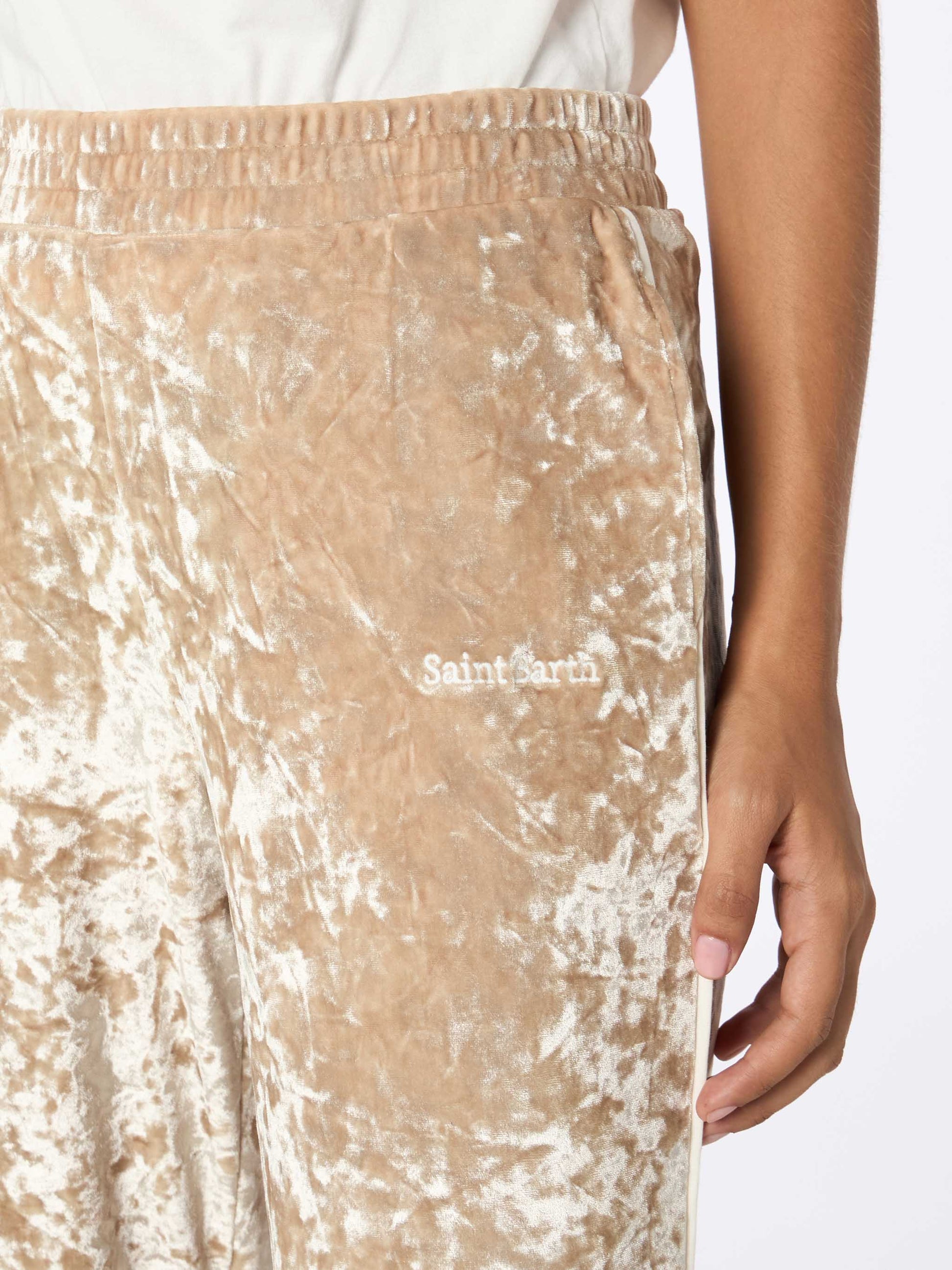 Woman beige chenille jogger pants Yvonne - MC2 Saint Barth