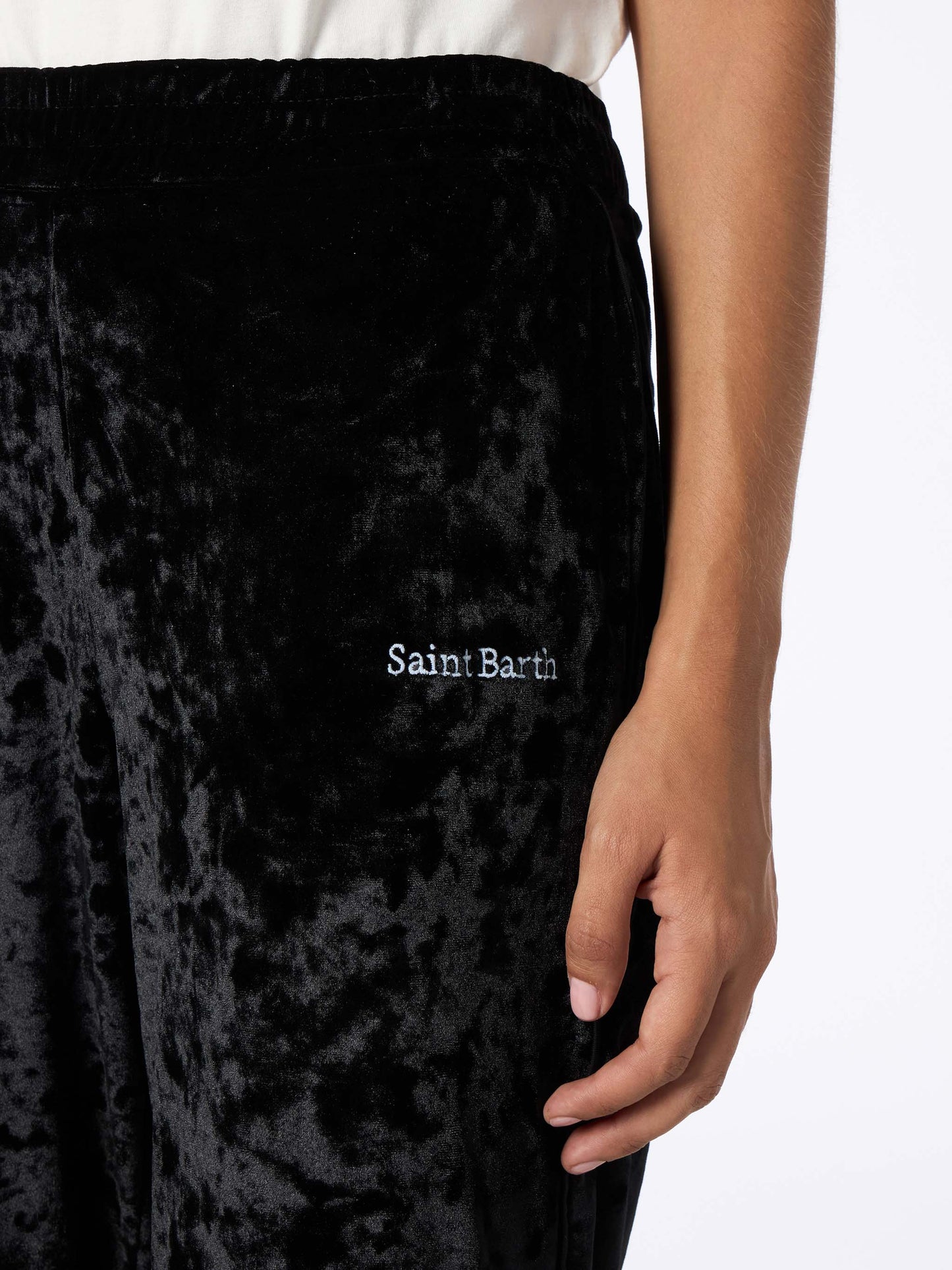 Woman black chenille jogger pants Yvonne - MC2 Saint Barth