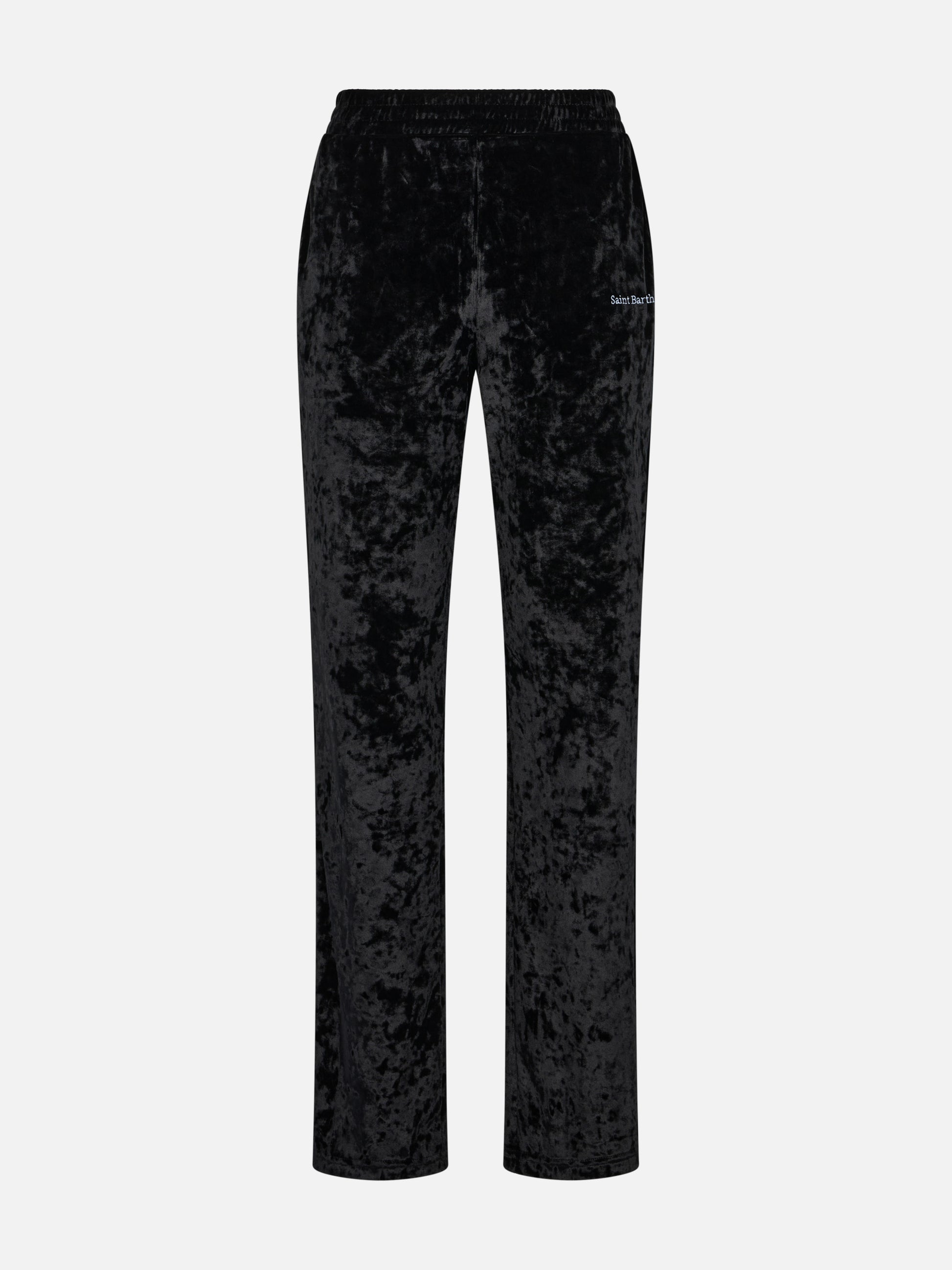 Woman black chenille jogger pants Yvonne - MC2 Saint Barth