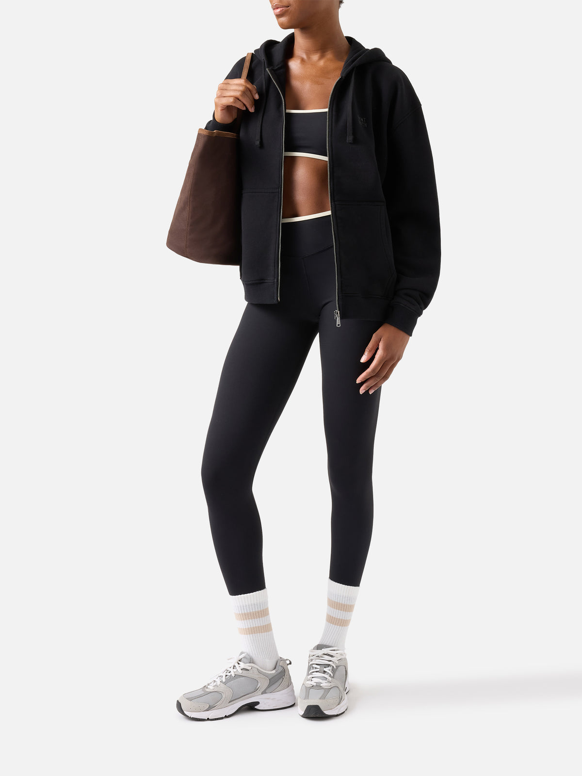 Sweat-shirt zippé Zadie noir avec patch logo 