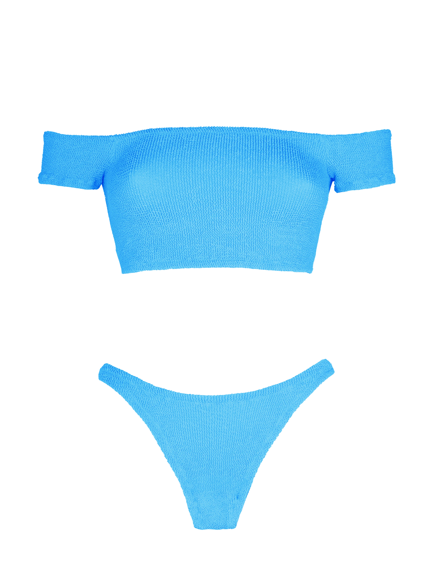 Türkiser Crinkle-Bikini für Damen mit breiten Trägern