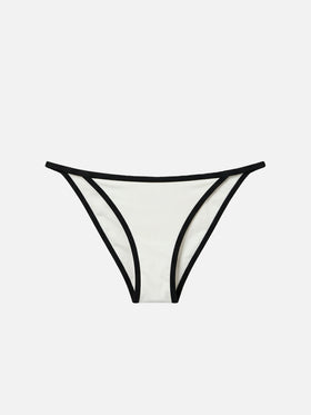 Slip mare Zephire String modello brasiliana panna con profilo a contrasto