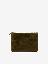 Parisienne green faux fur cross-body pouch bag