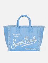 Light blue terry embossed Vanity Sponge tote bag