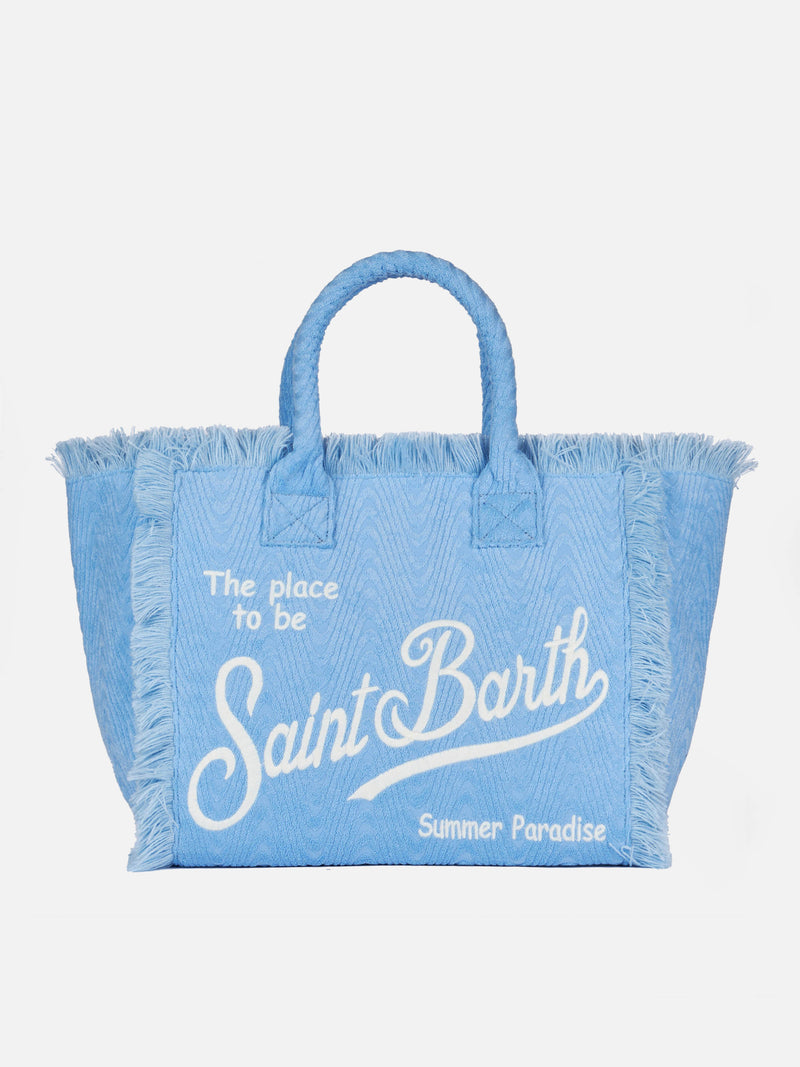 Borsa a spalla Vanity Sponge  in spugna azzurra in rilievo