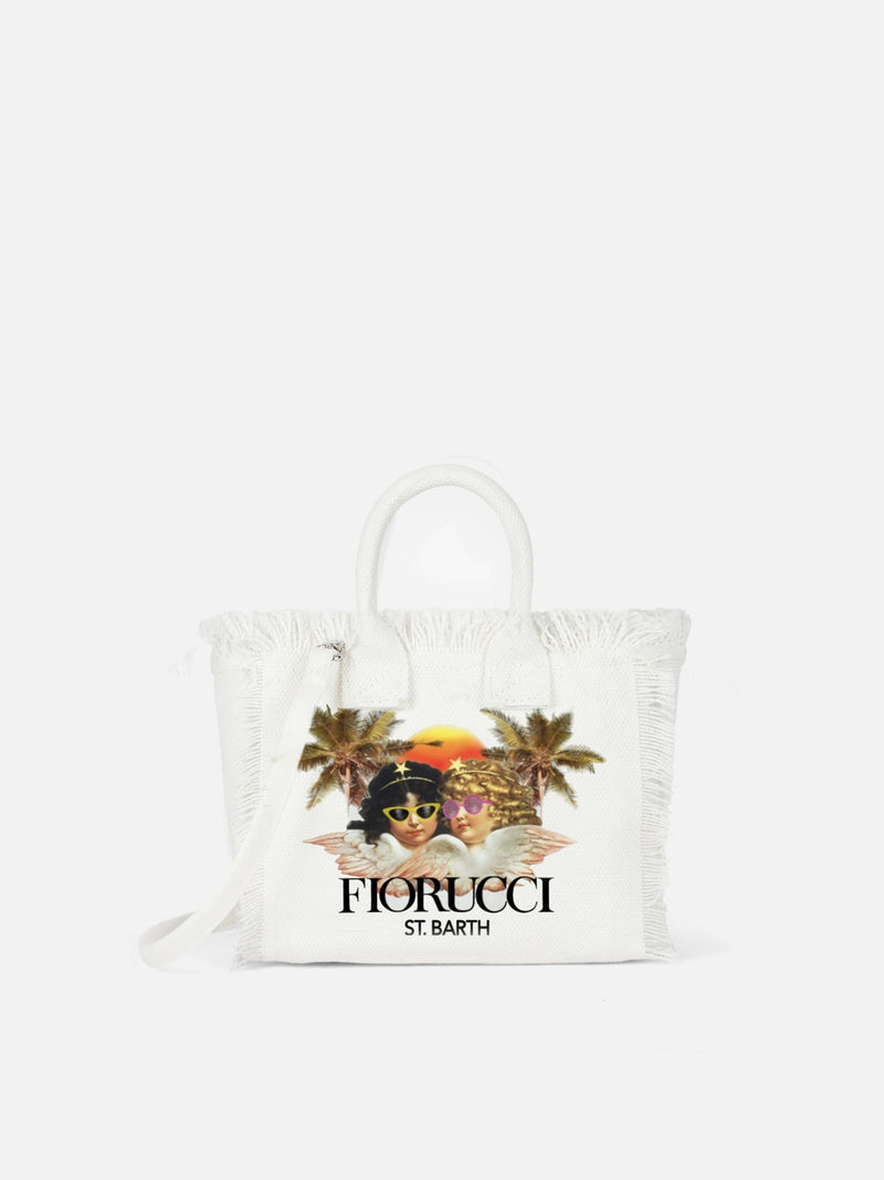 White cotton canvas Mini Vanity bag with Fiorucci print | FIORUCCI SPECIAL EDITION