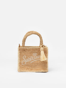Beige Mini Vanity Raffia bag with Saint Barth embroidery - MC2 Saint Barth