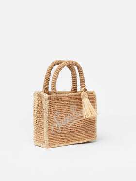 Beige Mini Vanity Raffia bag with Saint Barth embroidery - MC2 Saint Barth