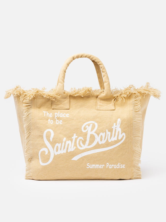 Mc2 Saint Barth Borsa tote Vanity in tela di cotone beige