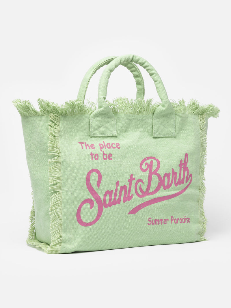 Sage green cotton canvas Vanity tote bag
