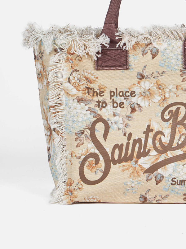 Vanity-Einkaufstasche aus Baumwollcanvas mit Blumenmuster