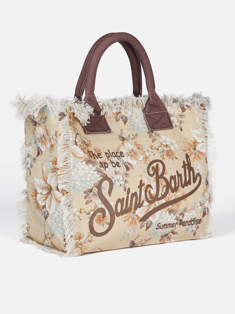 Borsa tote Vanity in tela di cotone a fiori