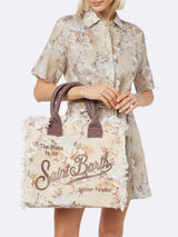 Flower cotton canvas Vanity tote bag