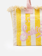 Yellow striped cotton canvas Vanity tote bag