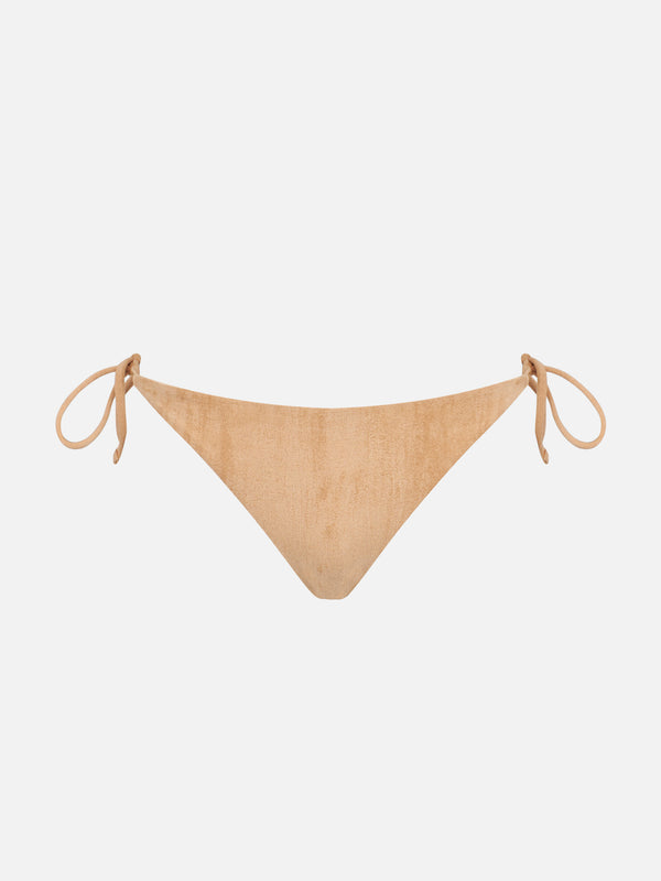 Slip mare beige effetto scamosciato