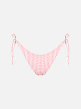 Pink gingham print swim briefs