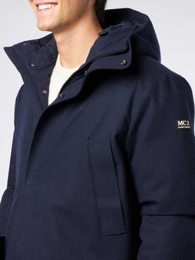 Man navy blue hooded parka jacket Voyager - MC2 Saint Barth