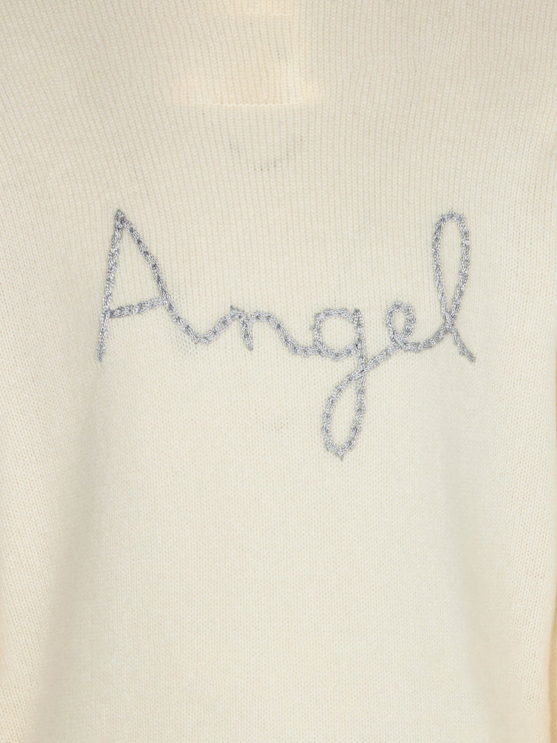 Maglia bianca da bambina con ricamo ali d'angelo