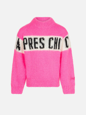 Girl brushed crewneck sweater with Apres chic lettering - MC2 Saint Barth