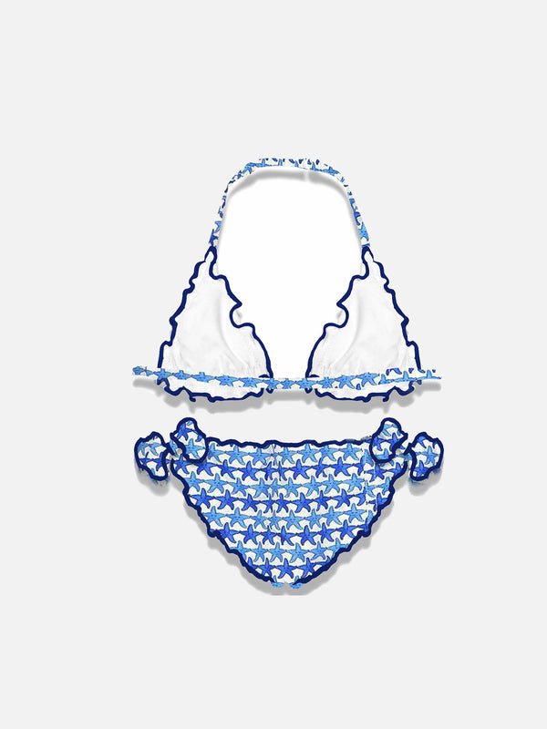 Mädchen-Triangel-Bikini mit Seestern-Print