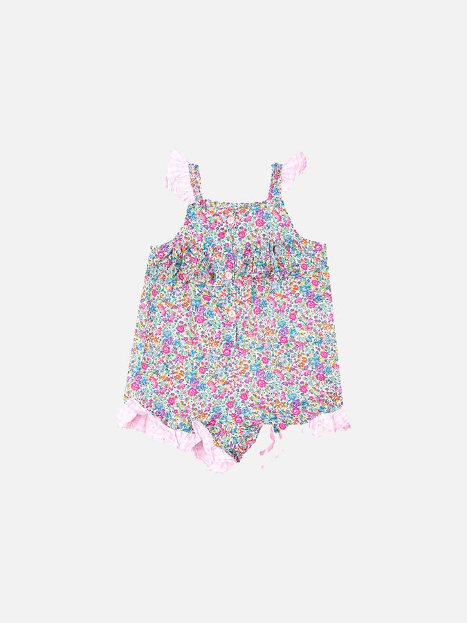 Mc2 Saint Barth Tutina neonata in cotone con stampa fiori | EDIZIONE SPECIALE LIBERTY