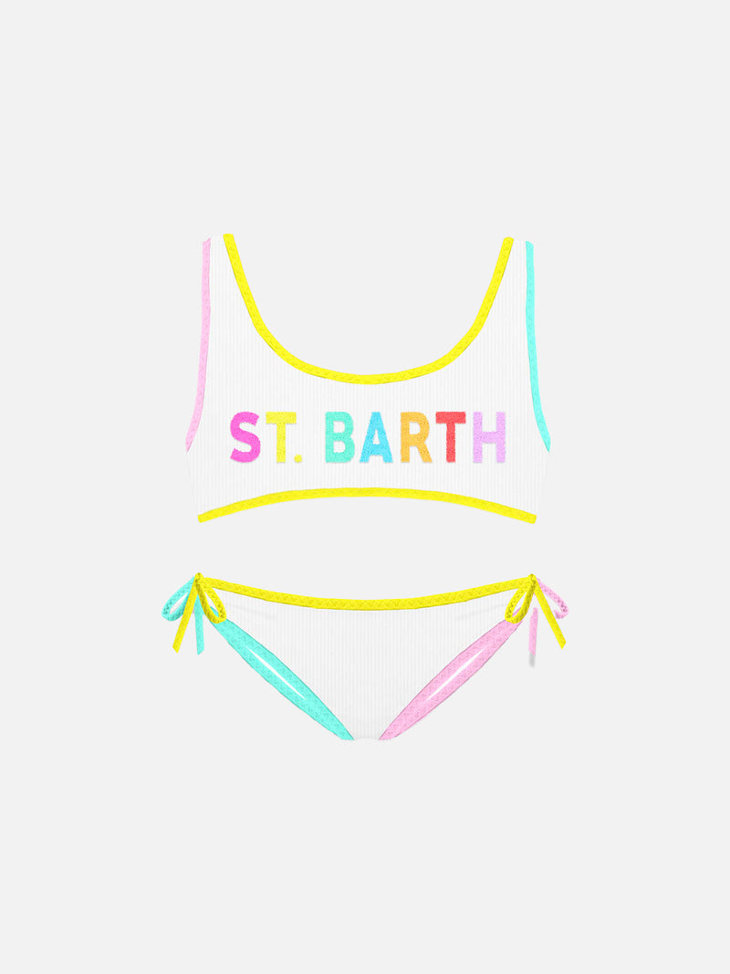 Mädchen-Bralette-Bikini mit St. Barth-Aufnähern
