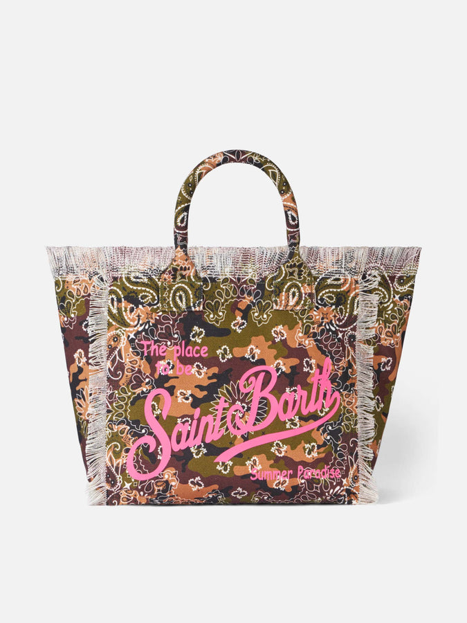 Mc2 Saint Barth Borsa a spalla Vanity in canvas con stampa mimetica bandana